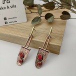 Rose Gold Coral Triangle Earrings