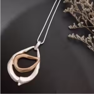 Mixed Metal Linked Oval Necklace