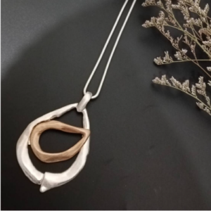 Mixed Metal Linked Oval Necklace