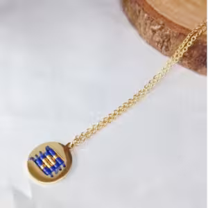 Blue Beaded Disc Necklace
