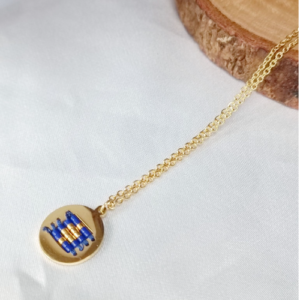 Blue Beaded Disc Necklace