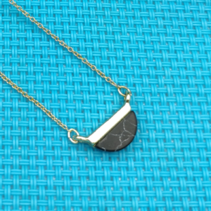 Black White Half Moon Necklace