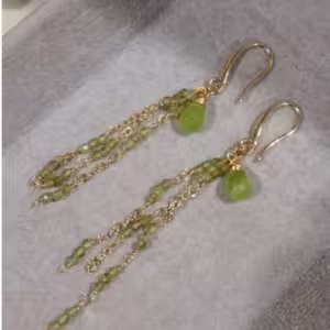 Green Tourmaline Chain Earrings