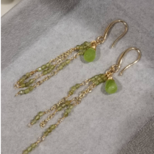 Green Crystal Chain Earrings