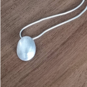 Silver Oval Disc Necklace