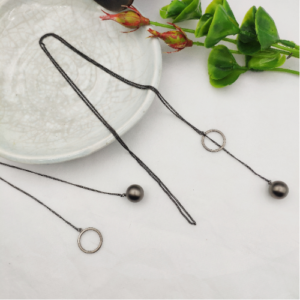 Black Cord Bar Pendant Necklace