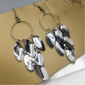 Silver Petal Ring Earrings