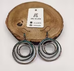 Oxidized Layered Circle Earrings