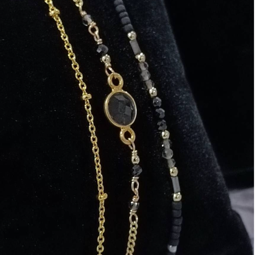 Black Beaded Chain Bracelet