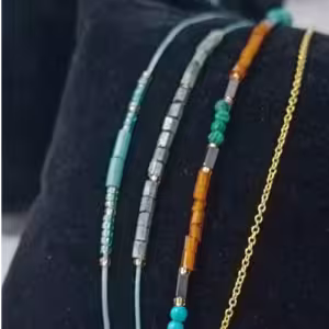 Turquoise Orange Beaded Wrap Bracelet