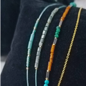 Aqua Orange Beaded Wrap Bracelet