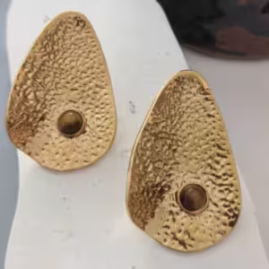 Hammered Gold Teardrop Stud Earrings