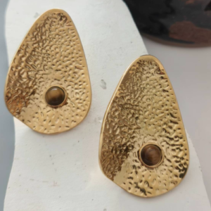 Hammered Gold Teardrop Stud Earrings