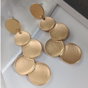 Gold Disc Cascade Earrings