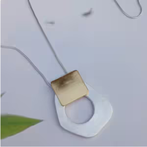 Mixed Metal Circle Bar Necklace