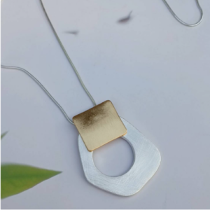 Mixed Metal Circle Bar Necklace