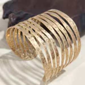 Gold Textured Multi Band Cuff Bracelet