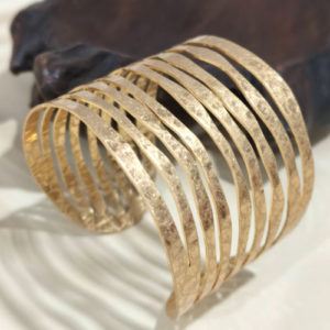 Gold Textured Multi Band Cuff Bracelet