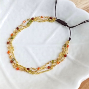 Orange Green Seed Bead Bracelet