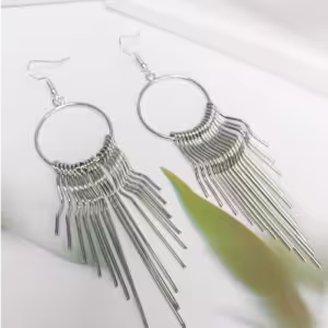 Silver Fringe Hoop Earrings
