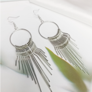 Silver Fringe Hoop Earrings