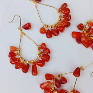 Red Bead Hoop Earrings