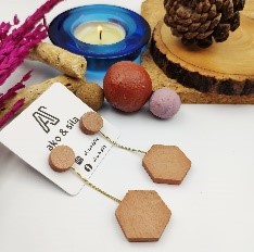 Natural Hexagon Wood Earrings