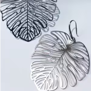 Silver Monstera Leaf Earrings