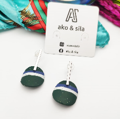 Green Stripe Clay Drop Earrings