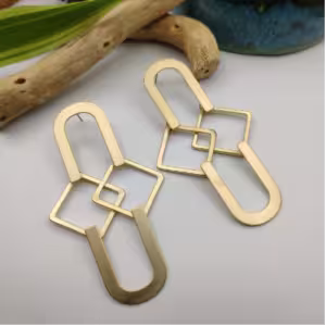 Gold Linked Geometric Earrings