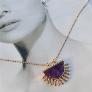 Purple Fan Pendant Necklace
