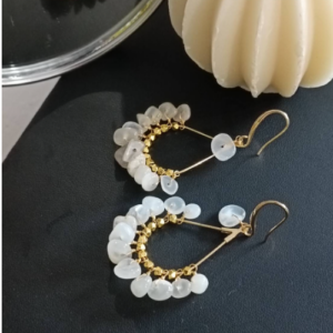 White Stone Hoop Earrings