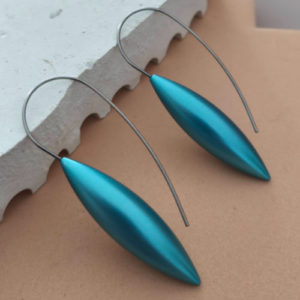 Blue Leaf Drop Earrings
