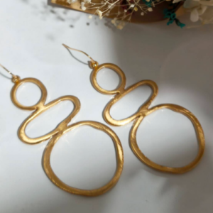 Gold Triple Circle Drop Earrings