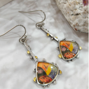 Marbled Hexagon Earrings