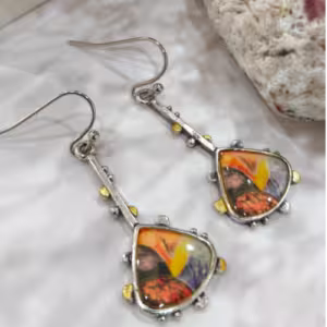 Marbled Hexagon Earrings