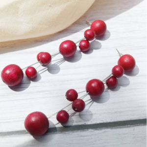 Red Bead Linear Earrings