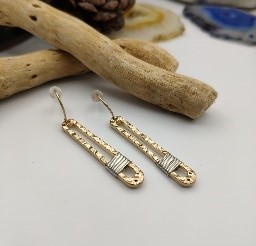 Gold Mixed Metal Bar Drop Earrings