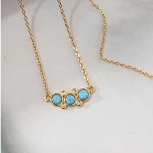 Gold Triple Stone Necklace
