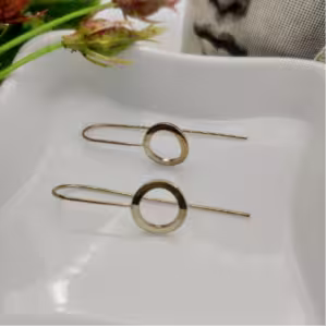Gold Circle Threader Earrings
