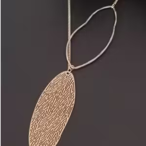Gold Textured Leaf Necklace