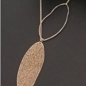 Gold Textured Leaf Necklace