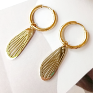 Gold Leaf Hoop Earrings