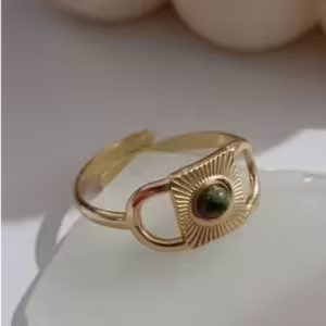 Gold Black Shell Ring
