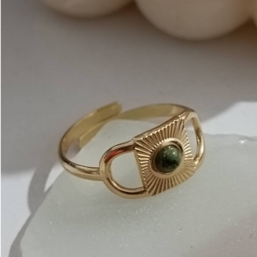 Gold Black Shell Ring