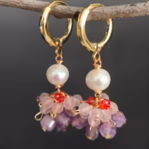 Lavender Pearl Huggie Earrings