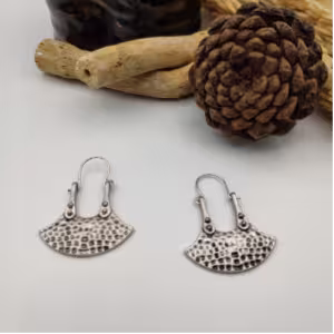 Silver Textured Fan Earrings