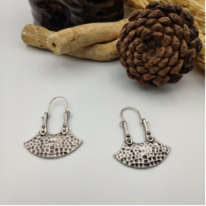 Silver Textured Fan Earrings