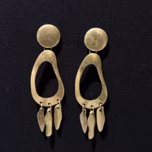 Gold Open Teardrop Charm Earrings