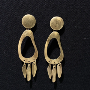 Golden Open Teardrop Charm Earrings